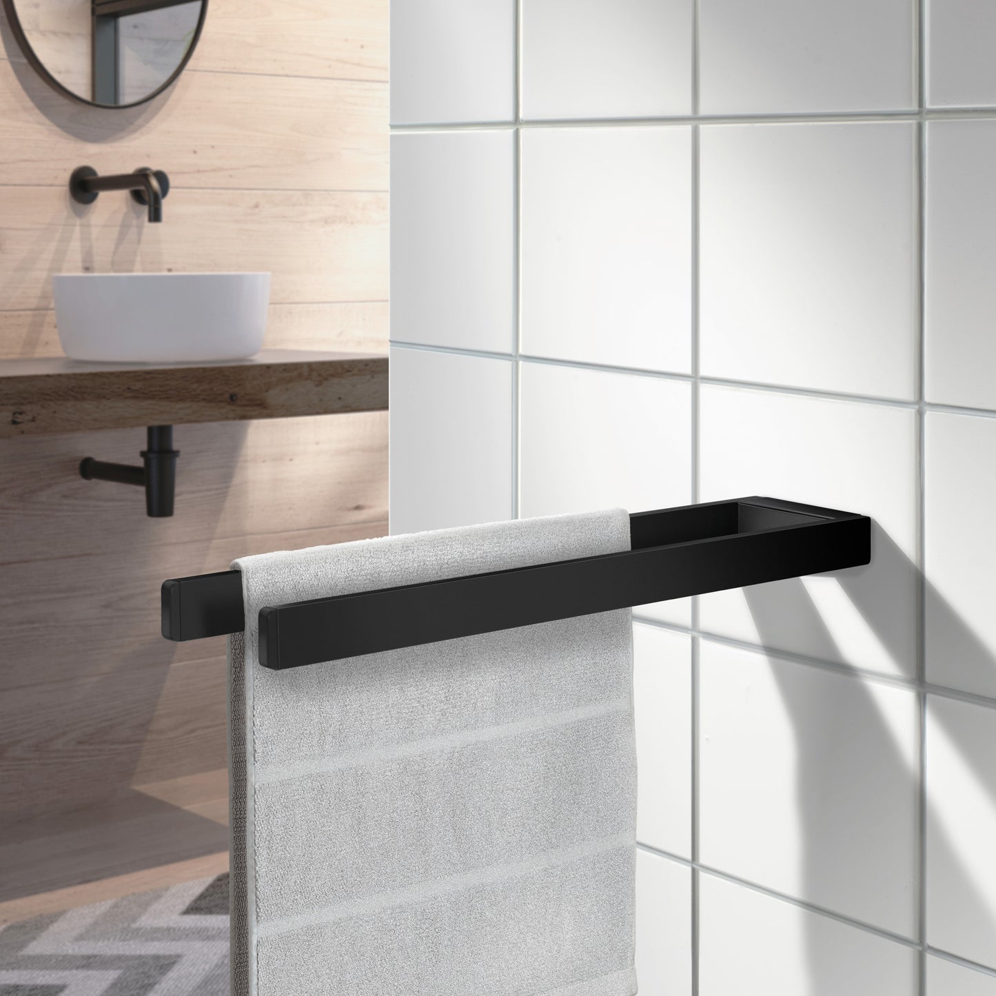 Smedbo Outline Handtuchstange doppelt schwarz