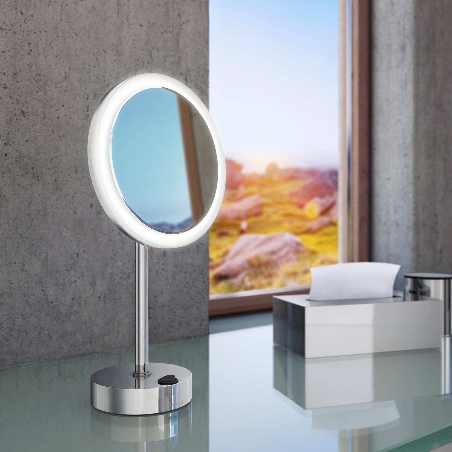 Smedbo Outline Schminkspiegel mit Licht chrom Bateriebetrieb