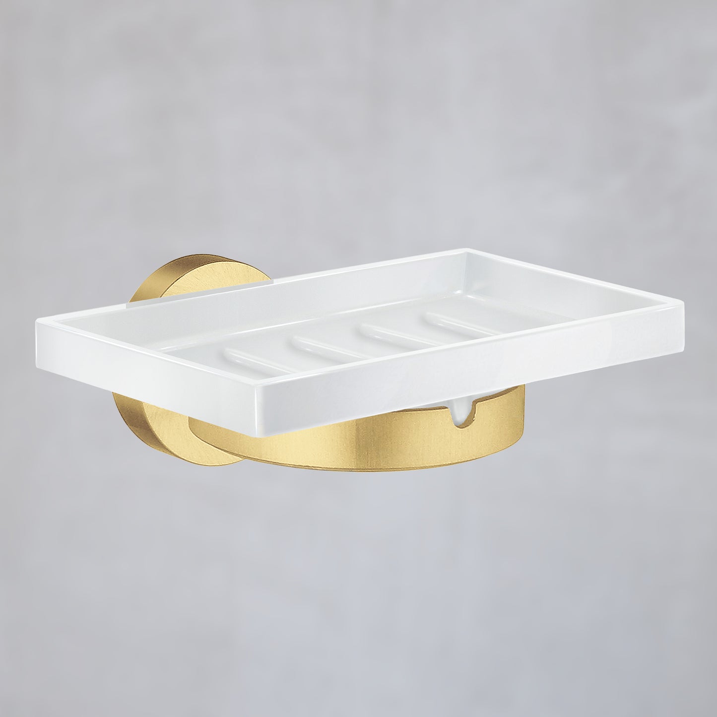 Smedbo Home Seifenschalenhalter mit Seifenschale aus Porzellan in gebürstetem Messing