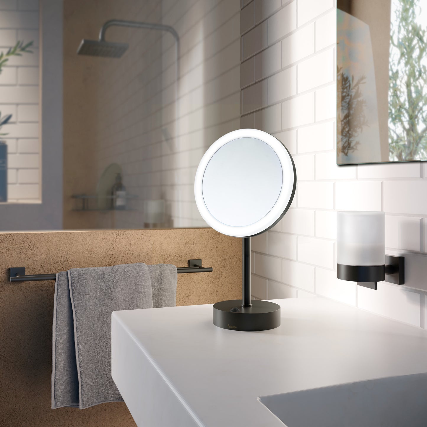 Smedbo Outline Schminkspiegel mit Licht chrom Bateriebetrieb