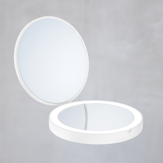 Smedbo Outline Reisespiegel mit Licht leicht matt weiß Kunststoff wiederaufladbar X7