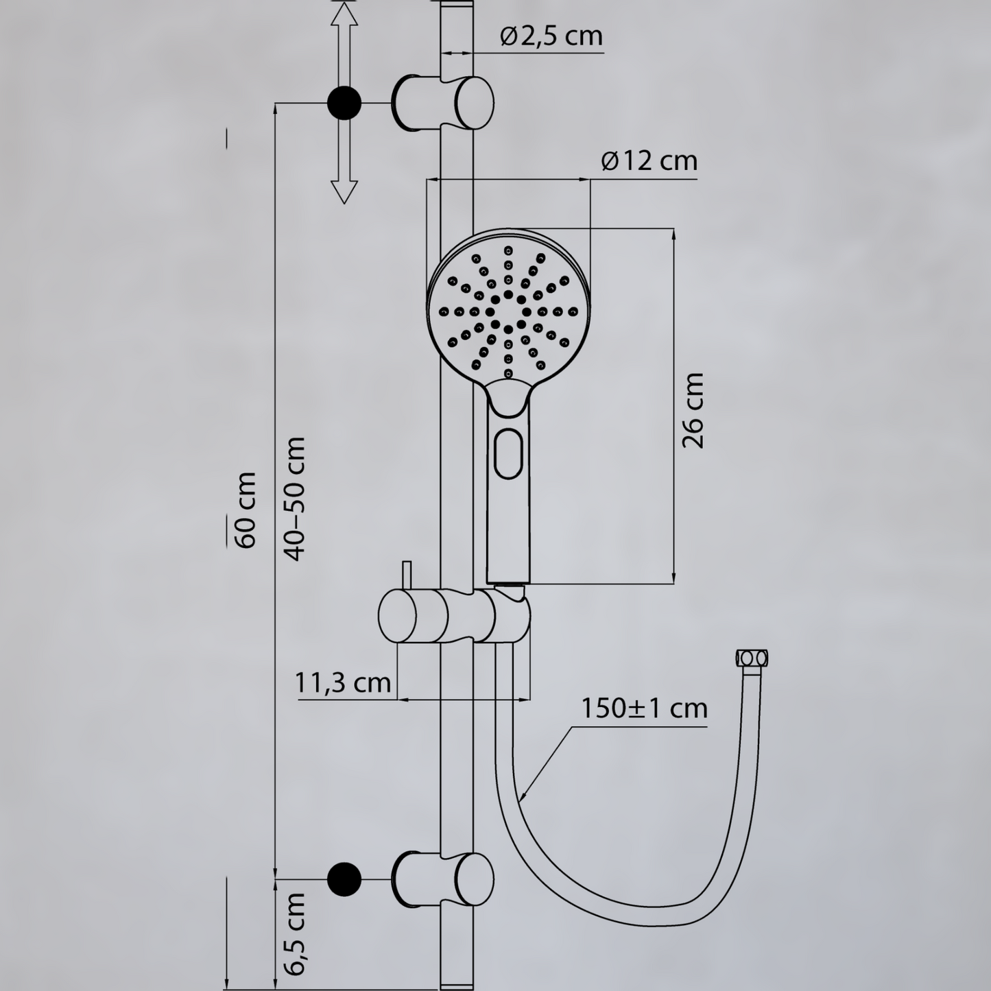 Design - Duschset schwarz matt
