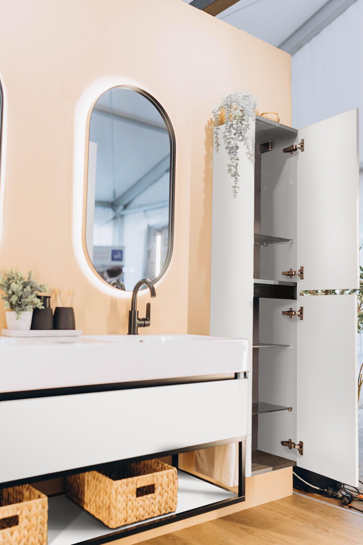 Quadro Waschtisch inkl. Unterschrank, Hochschrank und 2x Spiegel P - isaak-home.de