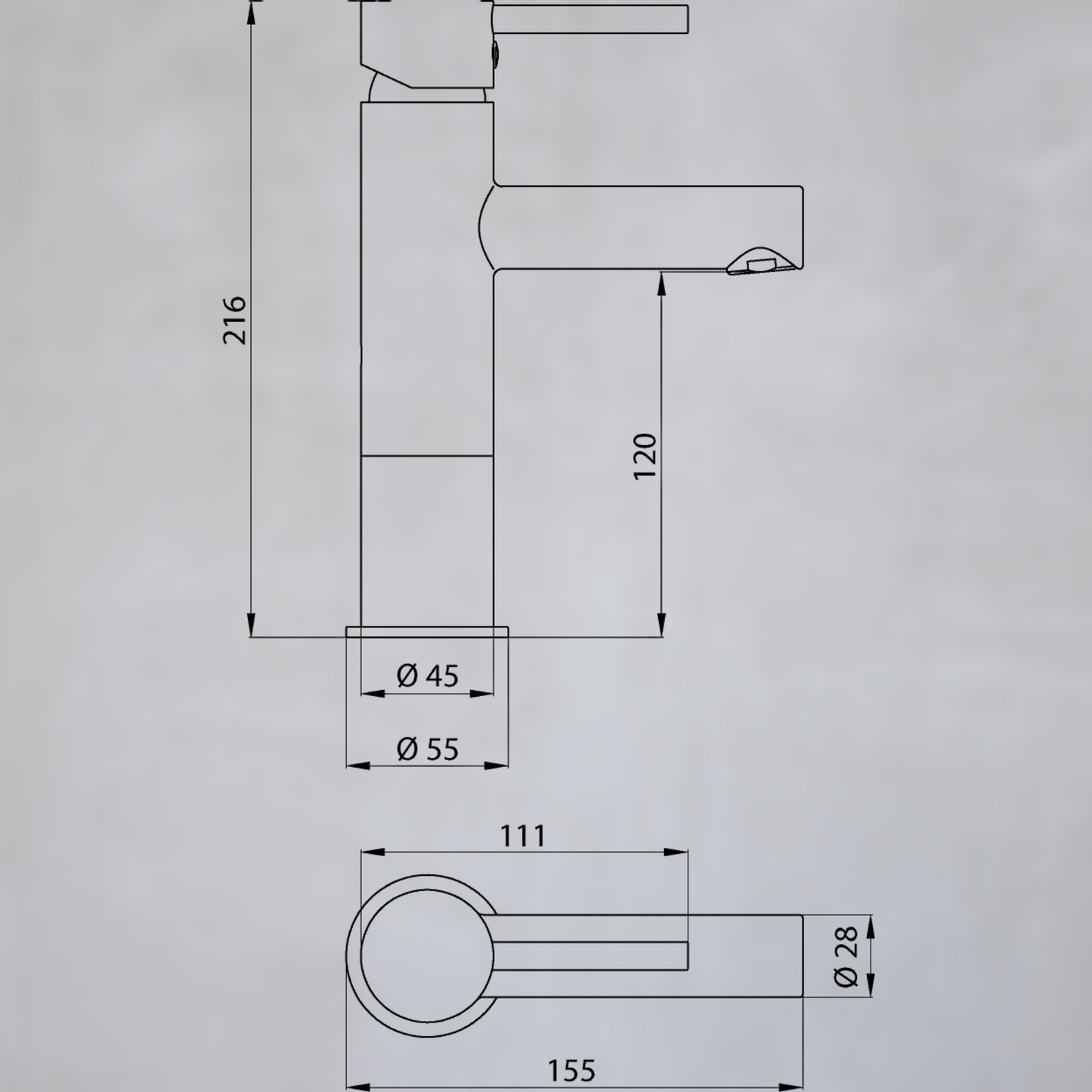 Serie Elnoir 515 - Waschtischarmatur Mittelhoch schwarz matt