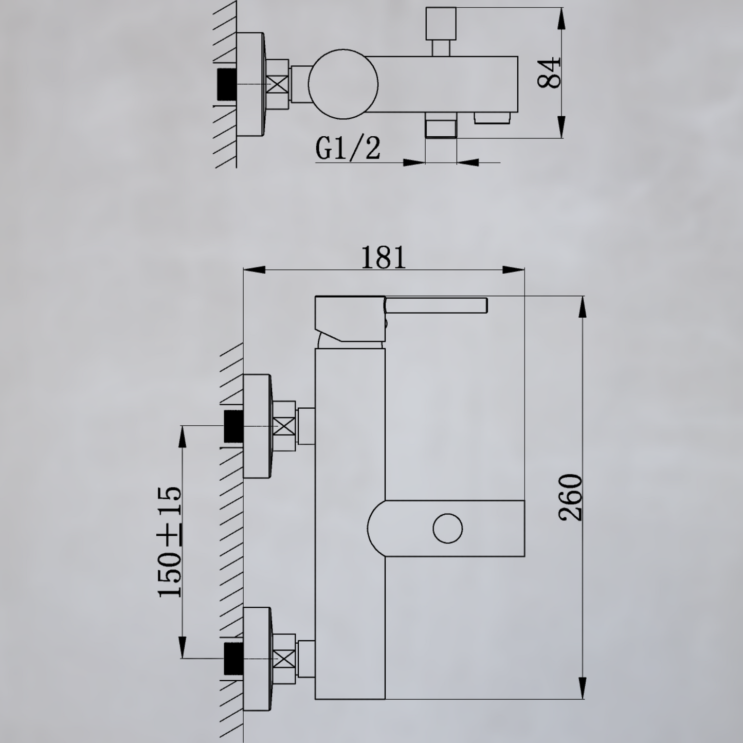 Serie Elnoir 515 - Einhebelmischer Badewanne schwarz matt